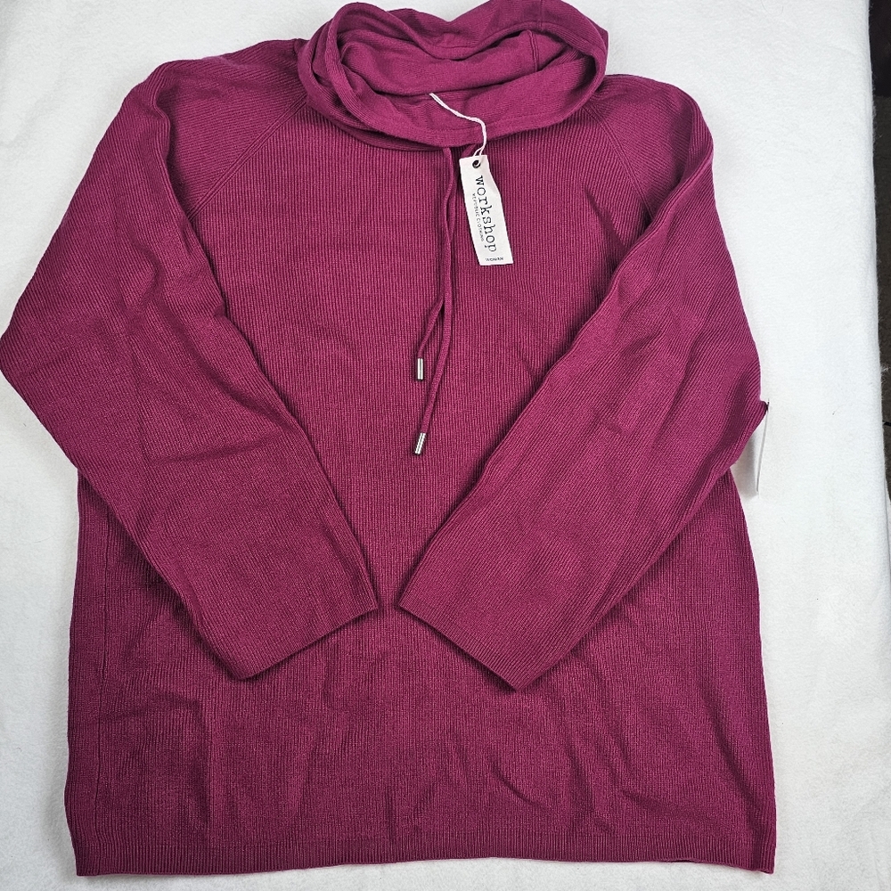 Workshop Republic NWT 2X Knit Cowl Turtle Neck‎ Sweater Top Pink/Magenta Soft